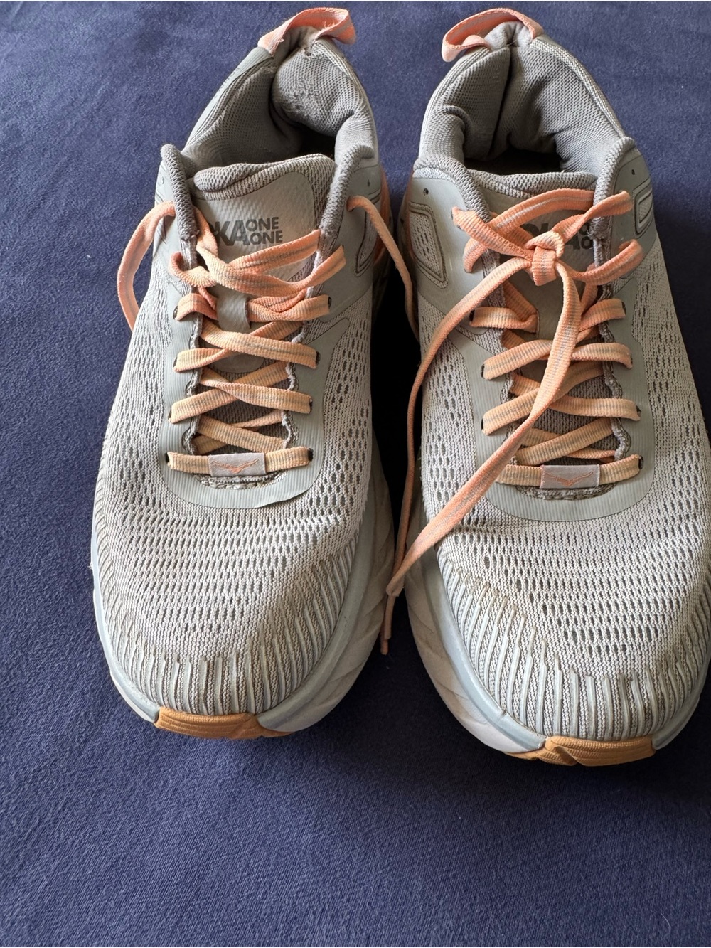 Neutral Gray and Peach Women's Running Shoes